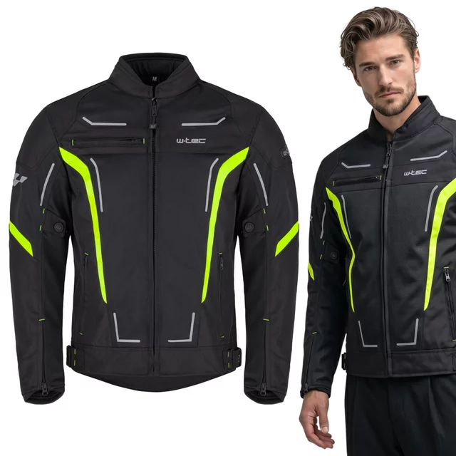 Letní pánská moto bunda W-TEC Mirelio - černá-fluo