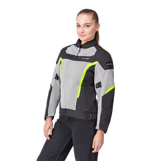 Letní dámská moto bunda W-TEC Mirelia - černo-šedo-růžová