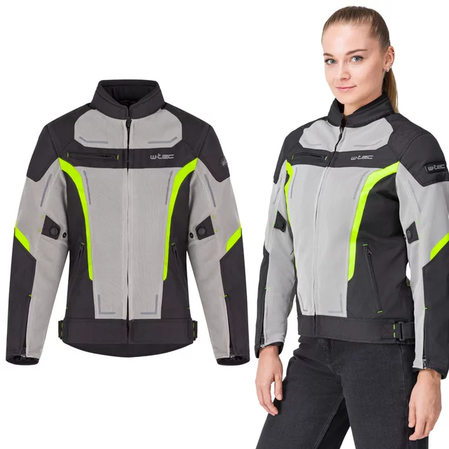 Letní dámská moto bunda W-TEC Mirelia - černo-šedo-růžová - černo-šedo-fluo