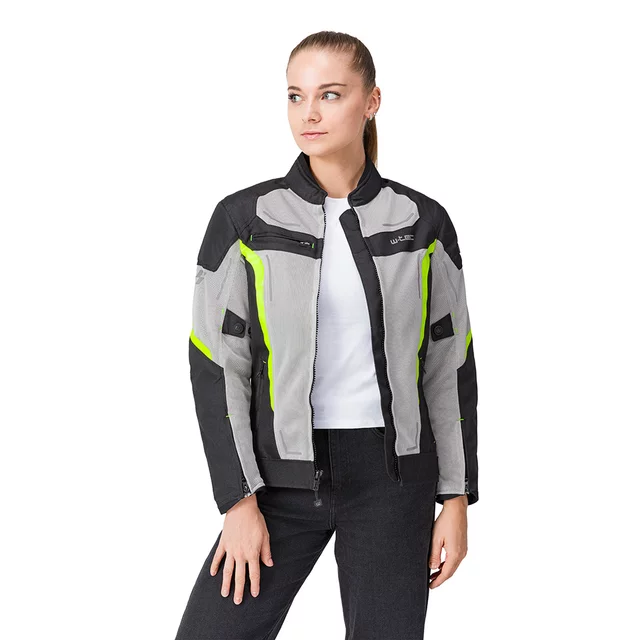 Letní dámská moto bunda W-TEC Mirelia - černo-šedo-růžová