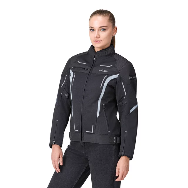 Letní dámská moto bunda W-TEC Mirelia - černo-šedo-růžová