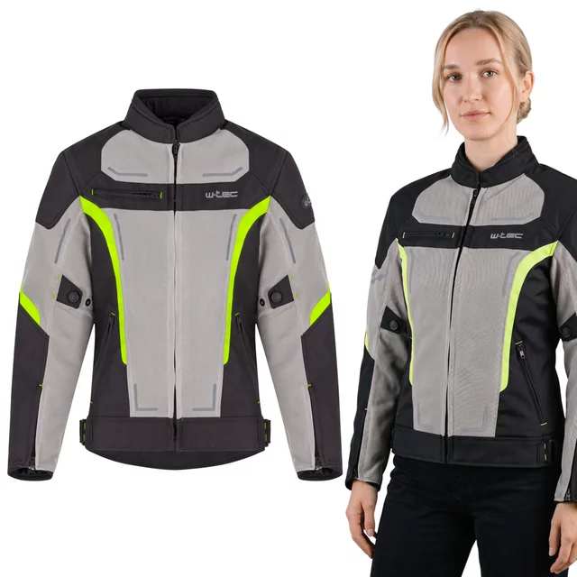 Letní dámská moto bunda W-TEC Mirelia - černo-šedo-růžová - černo-šedo-fluo