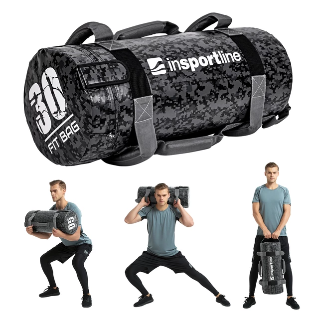 Posilovací vak s úchopy inSPORTline Fitbag Camu 30 kg - rozbaleno