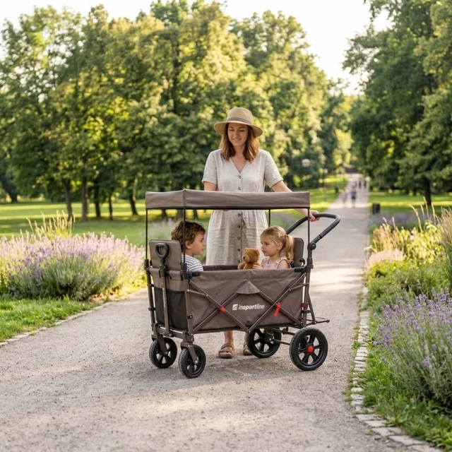 Skládací transportní vozík inSPORTline StrollKidz s možností přepravy dětí