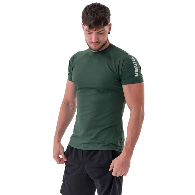 Pánske športové tričko Nebbia „Essentials“ 326 - Black - Dark Green