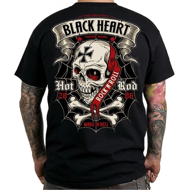 Koszulka T-shirt motocyklowy BLACK HEART Crusty Demons - Czarny - Czarny