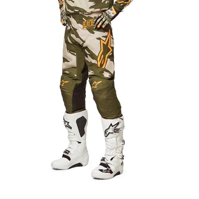 Motokrosové kalhoty Alpinestars Racer Tactical písková/zelená/mandarinka