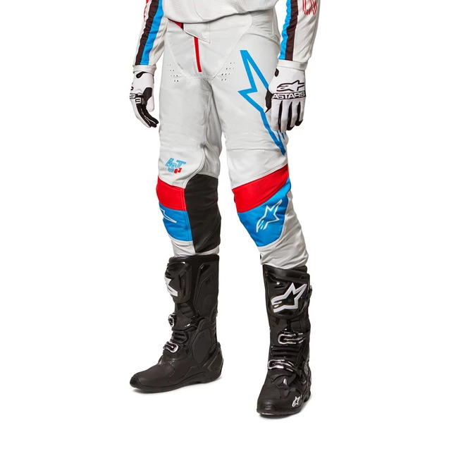 Motocross Pants Alpinestars Techstar Quadro White/Neon Blue/Red 2022