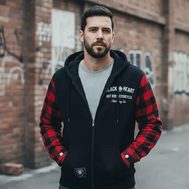 Moto mikina W-TEC Black Heart Ramforge - červeno-černá - červeno-černá