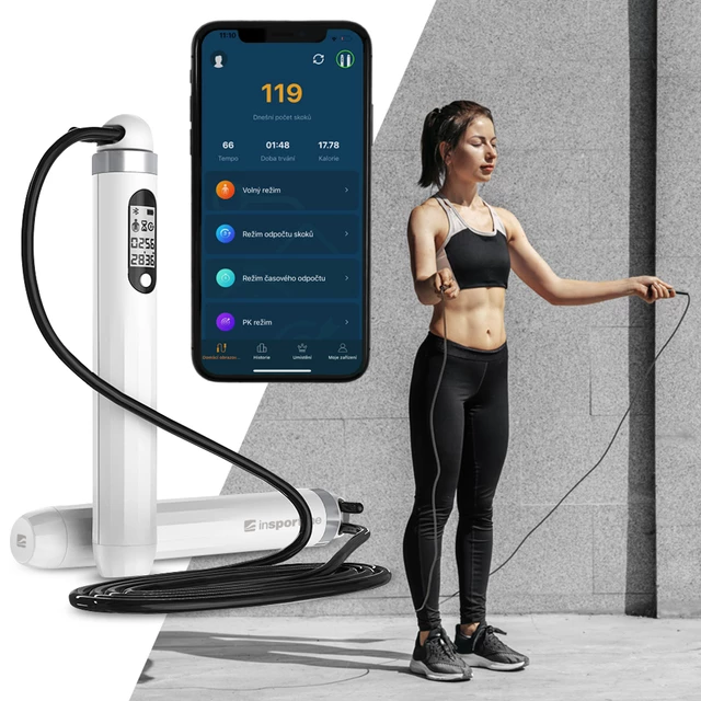 Inteligentna skakanka fitness smart z bluetooth inSPORTline Jumpsmart - Biały