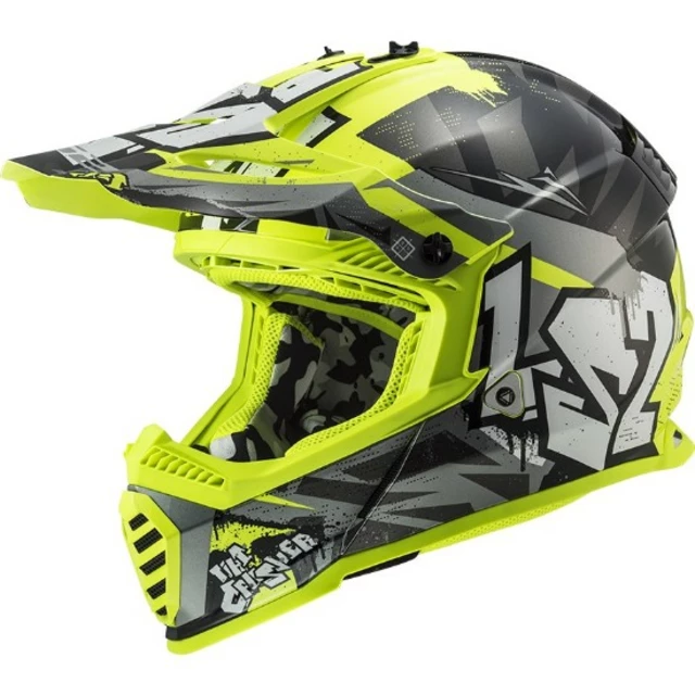 LS2 FAST EVO CRUSHER BLACK HI VIS YELLOW motocross bukósisak