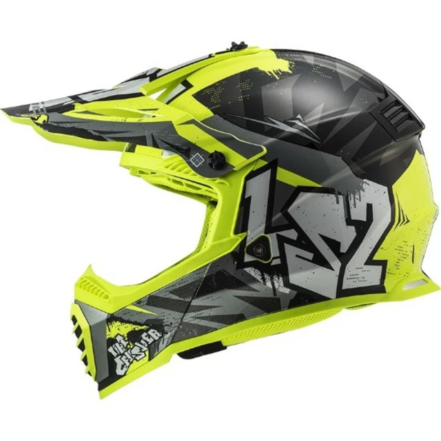 LS2 FAST EVO CRUSHER BLACK HI VIS YELLOW motocross bukósisak