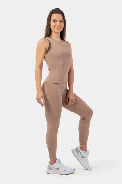 Nebbia biopamut bordázott, magas derekú leggings - sötétzöld