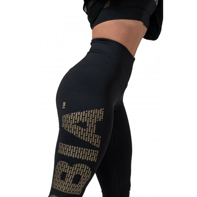 Women’s Leggings Nebbia Gold Print 827 - Black