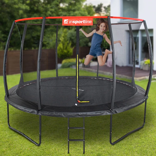 Solidna trampolina ogrodowa z siatką kompletny zestaw inSPORTline Flea 430 cm