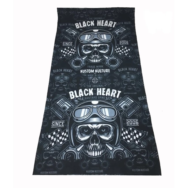 Multifunkciós kendő Black Heart Piston Skull - fekete - fekete