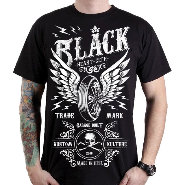 Tričko BLACK HEART Moto Wings - 3XL - čierna