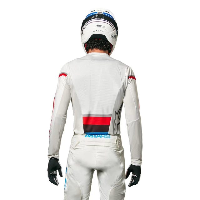 Motocross Jersey Alpinestars Techstar Quadro White/Neon Blue/Red 2022