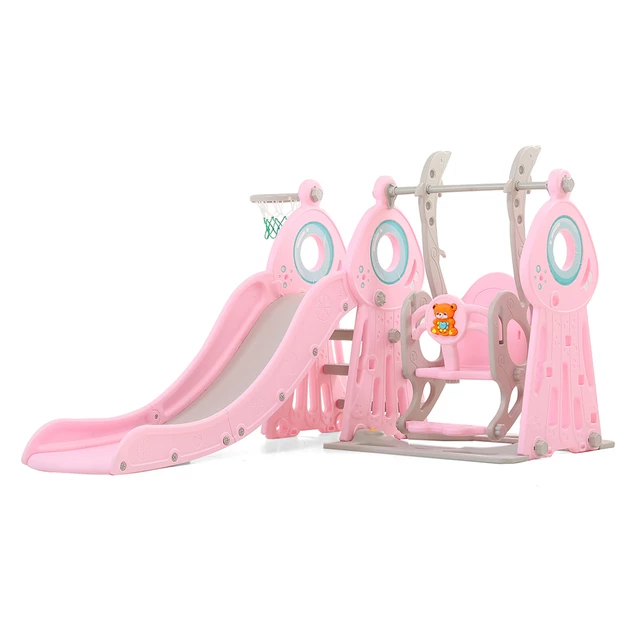 inSPORTline Swingslide Kinderrutsche mit Schaukel und Korb 4in1 - rosa