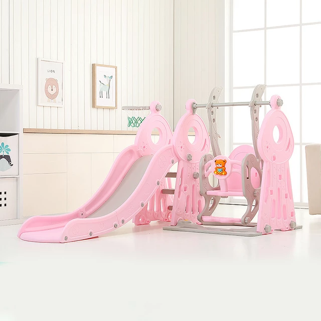 inSPORTline Swingslide Kinderrutsche mit Schaukel und Korb 4in1 - rosa - rosa