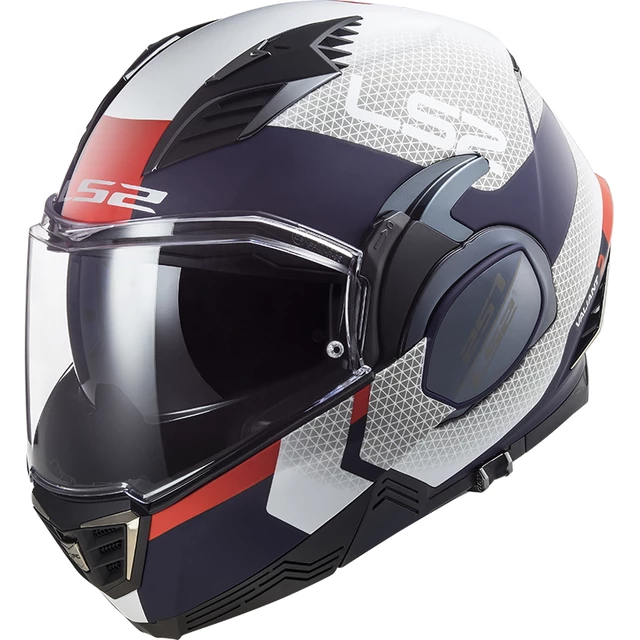 Aufklappbarer Motorradhelm LS2 FF900 Valiant II Citius P/J - Gloss White Blue - Gloss White Blue