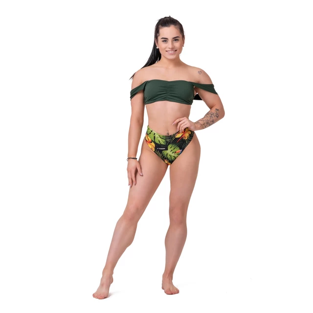 Magas derekú bikini alsó Nebbia Sporty Bottom 555 - Dzsungel Zöld