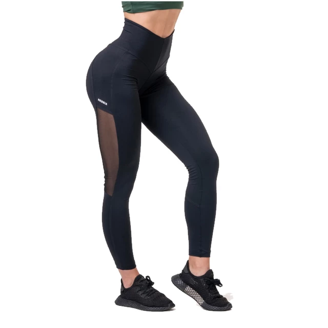 Női leggings magas derékkal Nebbia Mesh 573 - fekete