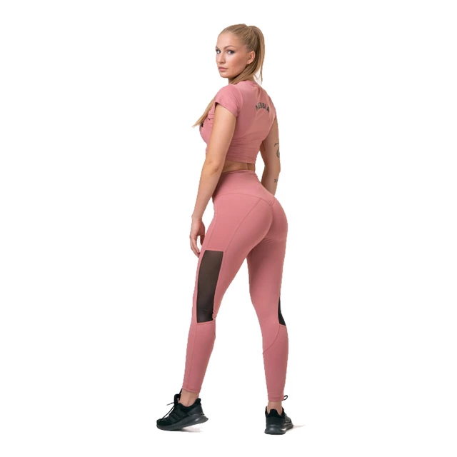 Dámské legíny s vysokým pasem Nebbia Mesh 573 - Old Rose