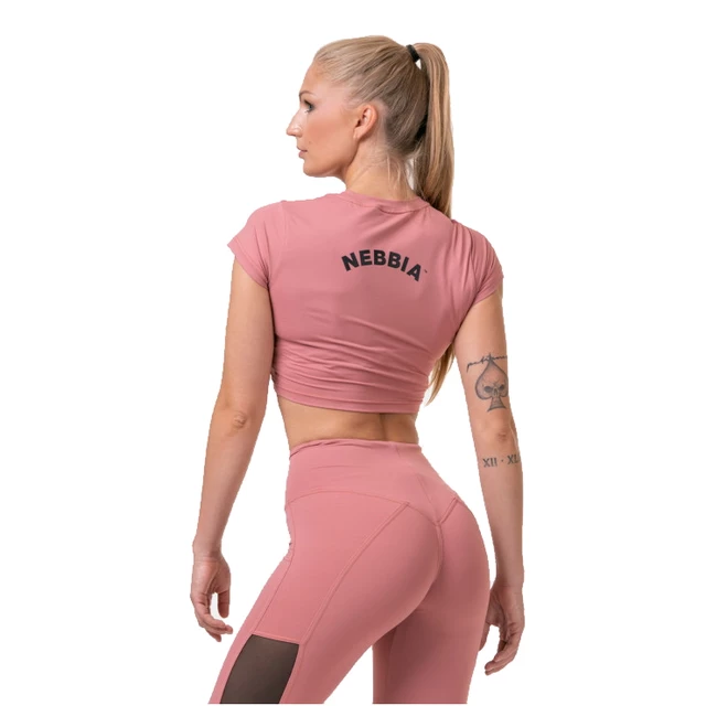 Women’s Short-Sleeved Crop Top Nebbia Sporty Hero 584 - Old Rose