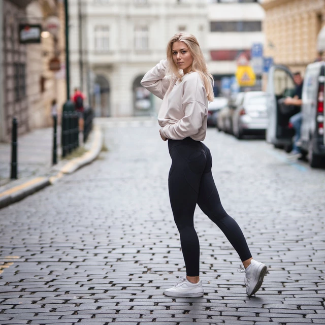 Női leggings magas derékkal Nebbia Lifting Effect Bubble Butt 587 - fekete