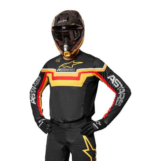 Motokrosový dres Alpinestars Techstar Quadro černá/žlutá/mandarinka