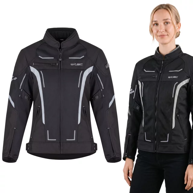 Letní dámská moto bunda W-TEC Mirelia - černo-šedo-růžová - černo-šedá