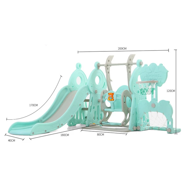 Children’s Slide w/ Swing, Basketball Hoop & Soccer Goal 5-in-1 inSPORTline Multino - Green