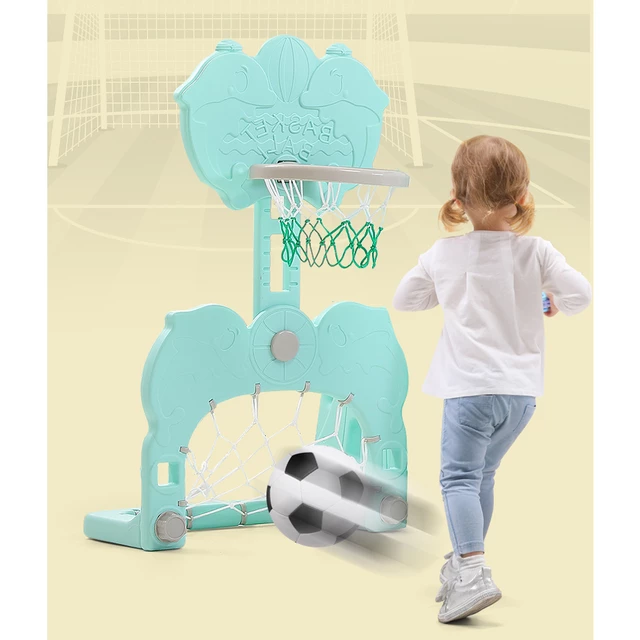 Children’s Slide w/ Swing, Basketball Hoop & Soccer Goal 5-in-1 inSPORTline Multino - Pink