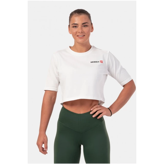 Dámský volný crop top Nebbia Minimalist Logo 600 - Cream