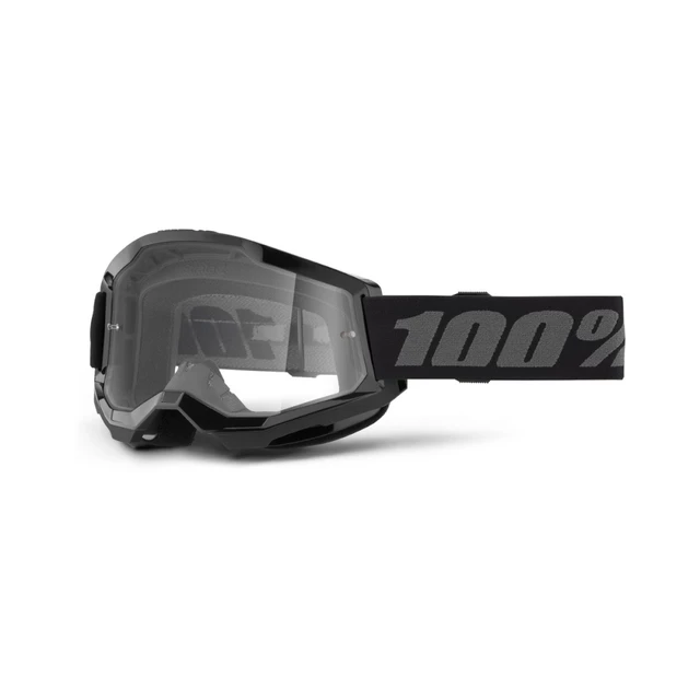 Motocross Goggles 100% Strata 2 New - Black, clear plexi