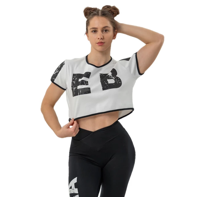 Crop top tričko Nebbia GAME ON 610 - Black - White