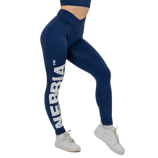 Fitness legíny s vysokým pasem Nebbia GLUTE CHECK 613 - Dark Blue