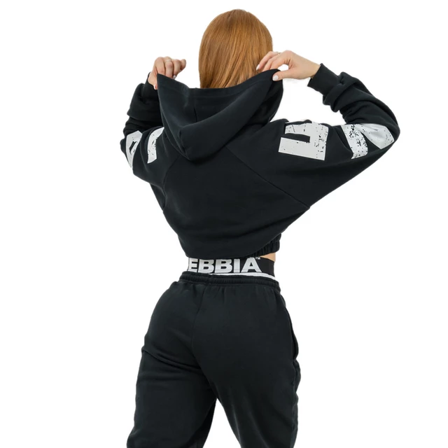 Cropped Hoodie Nebbia MUSCLE MOMMY 619 - Black