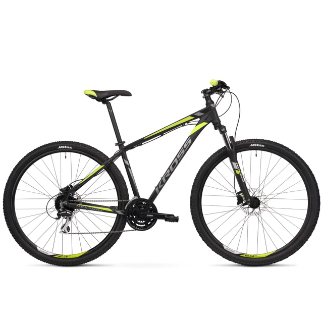 Horský bicykel Kross Hexagon 5.0 27,5" - model 2020 - grafitová/strieborná/modrá - čierna/grafitová/limetková