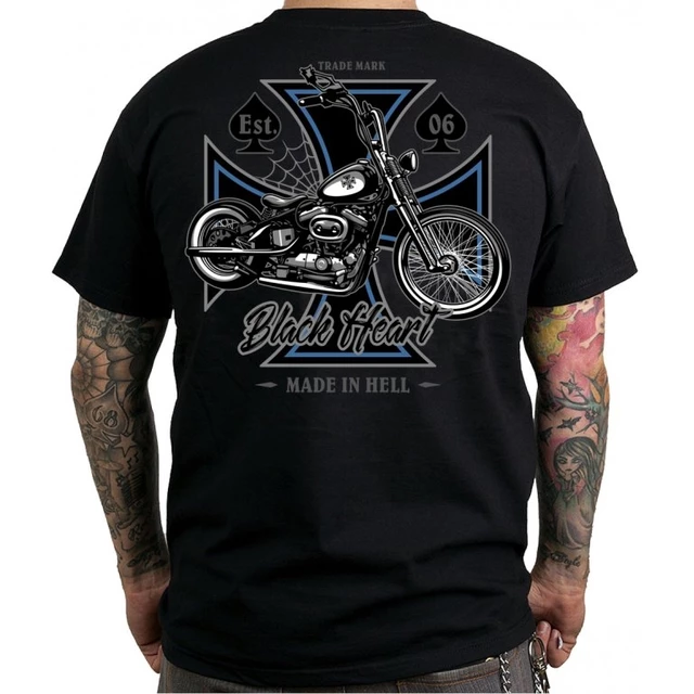 T-Shirt BLACK HEART Chopper Cross - Black - Black