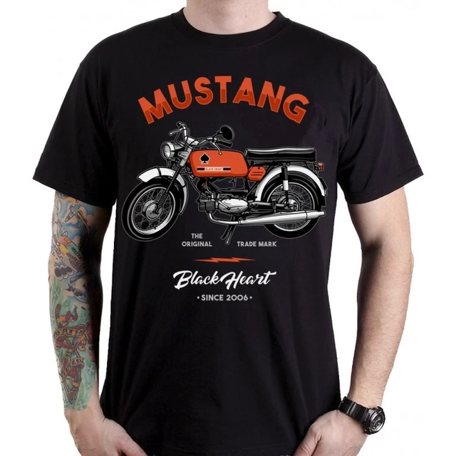 Koszulka T-shirt motocyklowy BLACK HEART Mustang - Czarny - Czarny