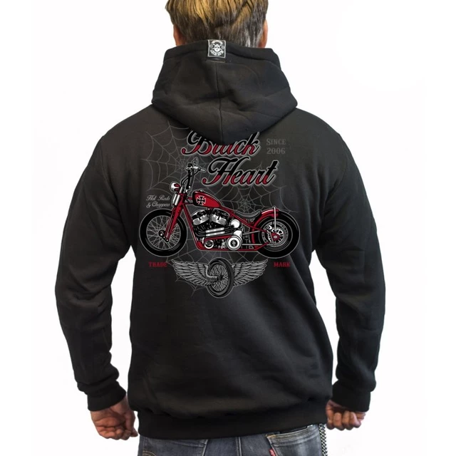 Hooded Sweatshirt BLACK HEART Red Baron Chopper - Black