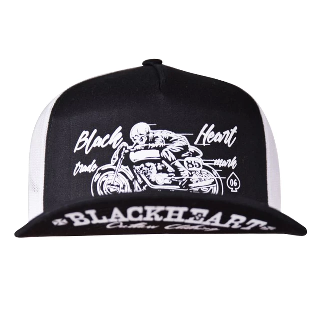 Snapback Hat BLACK HEART Vintage Evil Trucker - White - White
