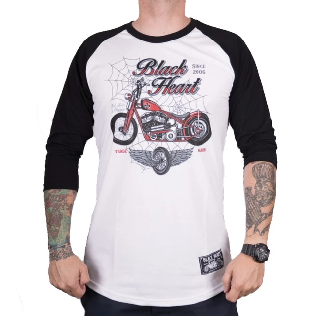 Long-Sleeved T-Shirt BLACK HEART Red Baron Chopper - White