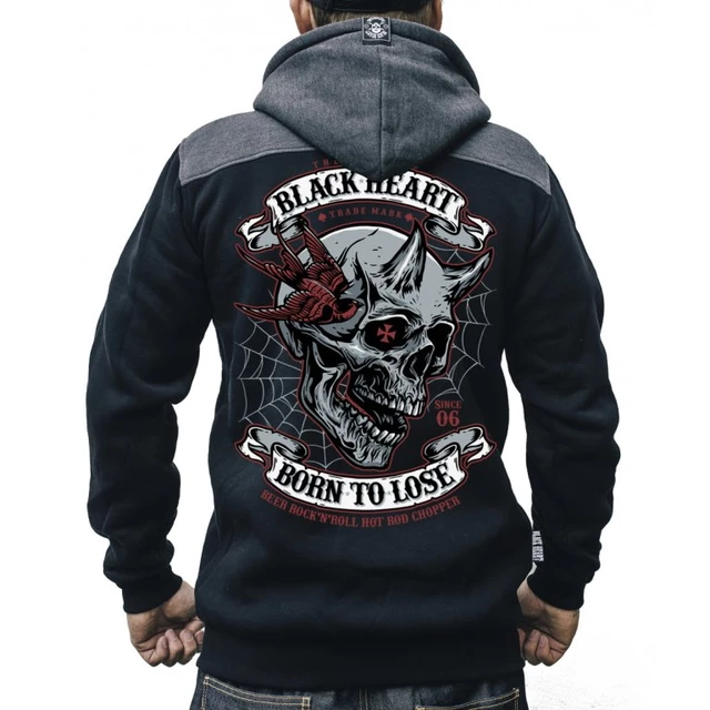 Bluza motocyklowa z kapturem BLACK HEART Empire - Czarno-szary