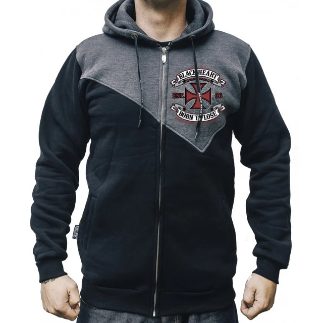 Bluza motocyklowa z kapturem BLACK HEART Empire - Czarno-szary