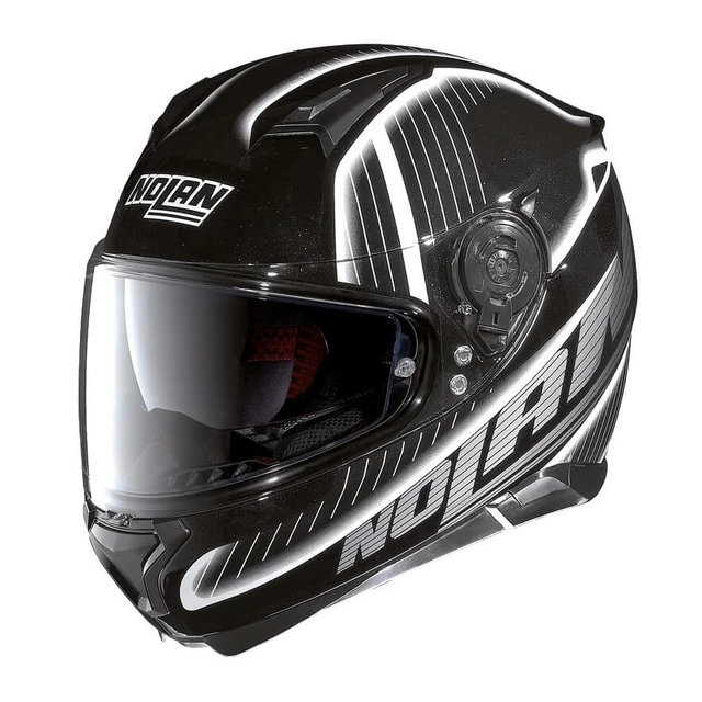 Moto helma Nolan N87 Harp N-Com Flat Black-White - 2.jakost - černo-bílá - černo-bílá