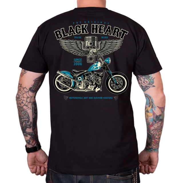 Motoros póló BLACK HEART Blue Chopper - fekete