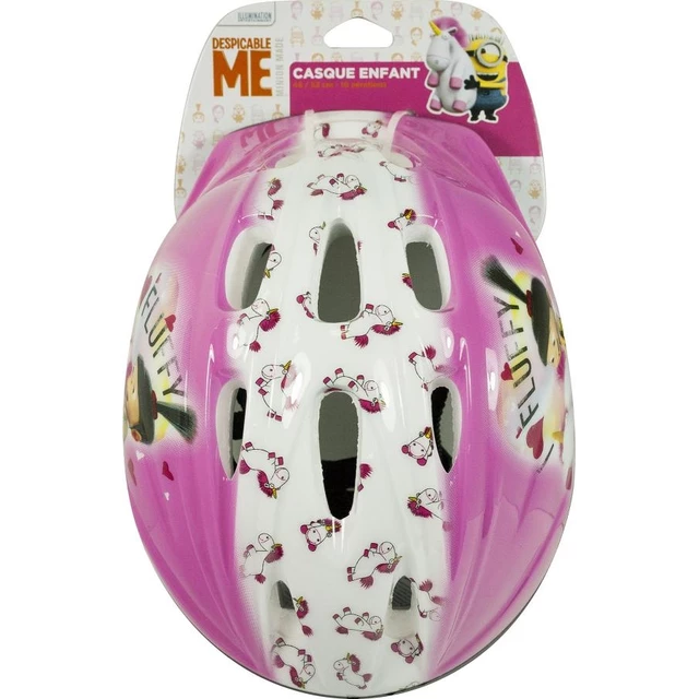 Children's Helmet Minions Fluffy Pink